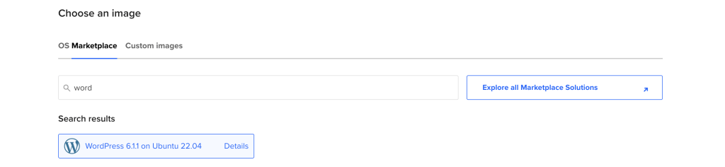 Choose an image for DigitalOcean servers