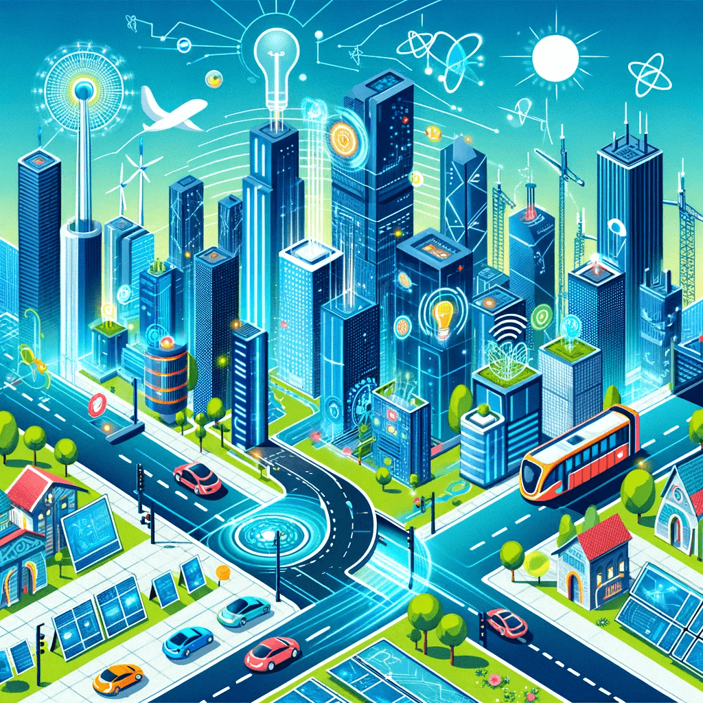 vector illustration of a futuristic cityscape, illustrating the concept of a smart city