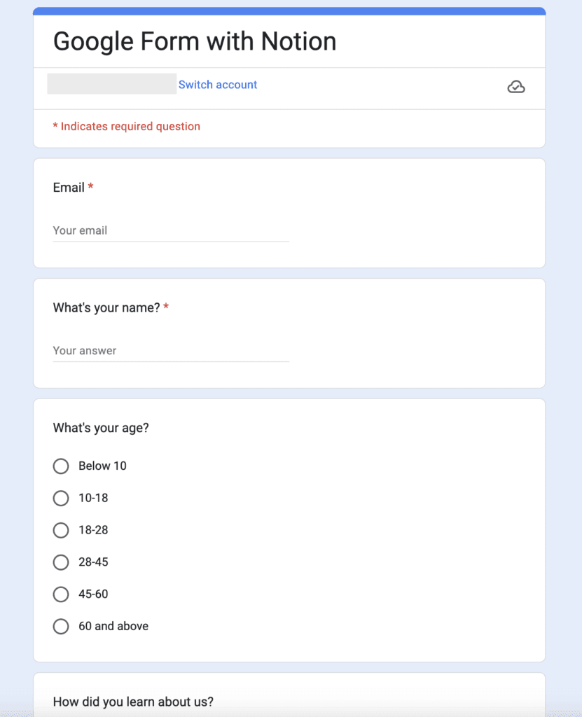 Google Form Example