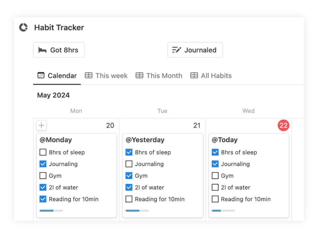 Habit Tracker Notion Calendar View